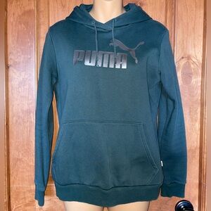 PUMA Essential Big Logo Dark Green Hoodie, Woman’s Size Small
